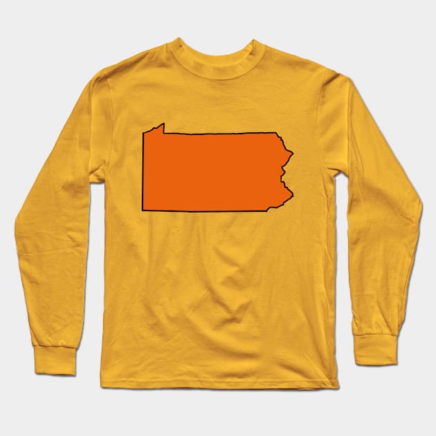 Pennsylvania - Orange Outline Long Sleeve T-Shirt by loudestkitten